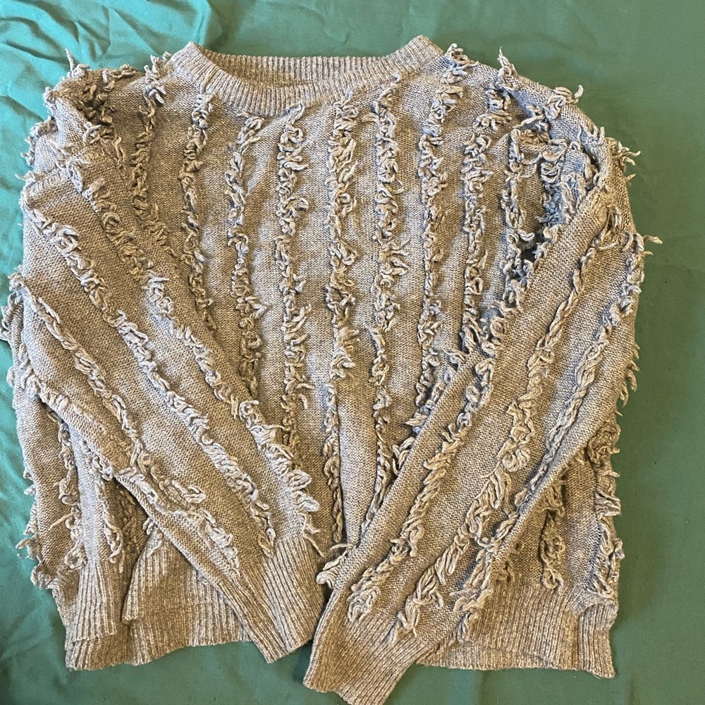 Fringe grey sweater